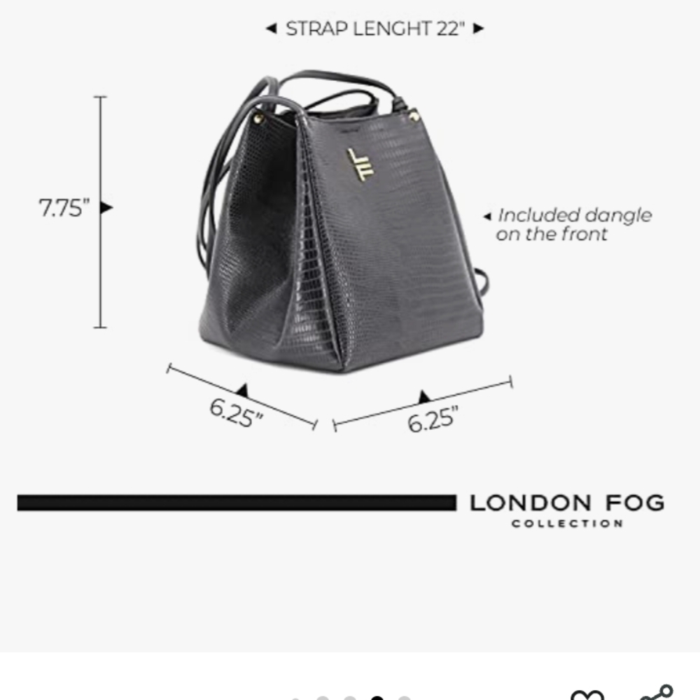 London Fog Textured Black Shoulder Bag NWT - Picture 3 of 6